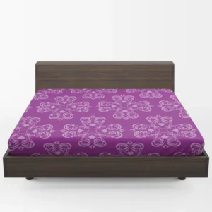 Damask Purple Floral Pattern Fitted Sheet 1