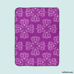 Damask Purple Floral Pattern Fleece Blanket 1