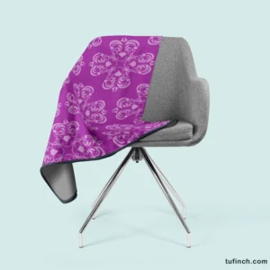 Damask Purple Floral Pattern Fleece Blanket 2