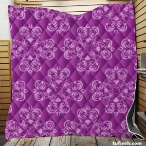 Damask Purple Floral Pattern Quilt Blanket