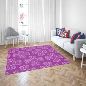 Damask Purple Floral Pattern Rug 2