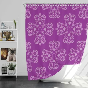 Damask Purple Floral Pattern Shower Curtain