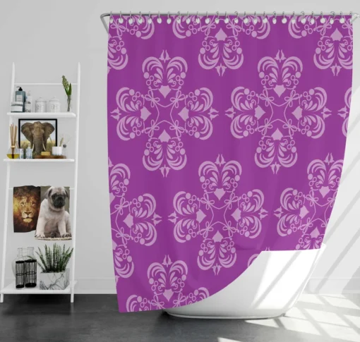 Damask Purple Floral Pattern Shower Curtain