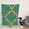 Damask Vintage Baroque Pattern Fleece Blanket