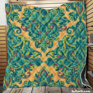 Damask Vintage Baroque Pattern Quilt Blanket