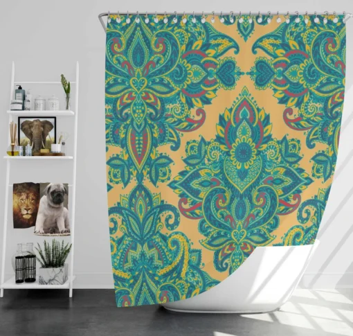 Damask Vintage Baroque Pattern Shower Curtain