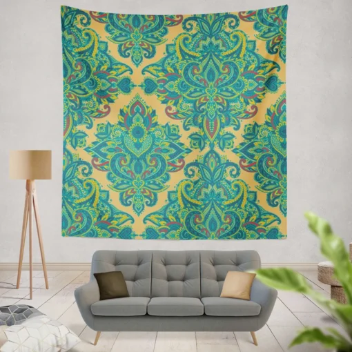 Damask Vintage Baroque Pattern Wall Tapestry