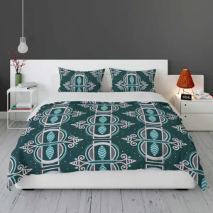 Dark Background Leaves Pattern Design Bedding Set 1