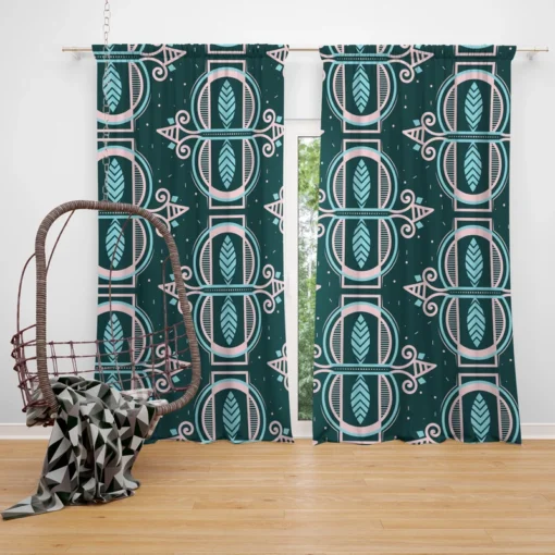 Dark Background Leaves Pattern Design Curtain