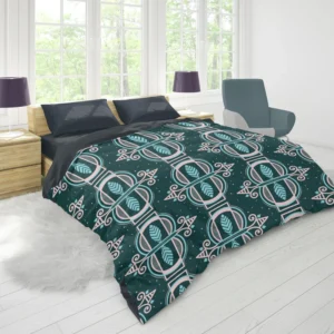 Dark Background Leaves Pattern Design Duvet Cover 1