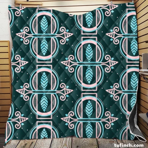 Dark Background Leaves Pattern Design Quilt Blanket