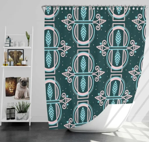 Dark Background Leaves Pattern Design Shower Curtain