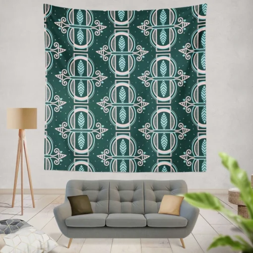 Dark Background Leaves Pattern Design Wall Tapestry