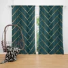 Dark Blue And Gold Modern Design Curtain