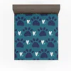 Dark Blue Cat Paw Print With Love Fitted Sheet