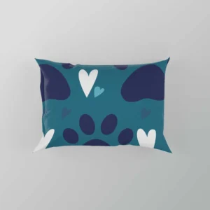 Dark Blue Cat Paw Print With Love Pillow Case