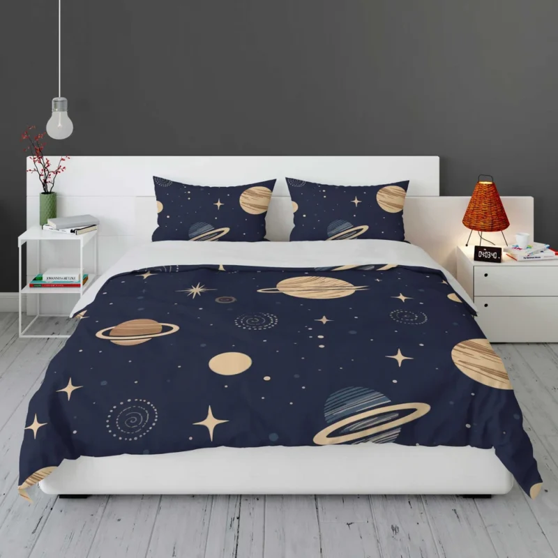 Dark Blue Galaxy Pattern Bedding Set 1