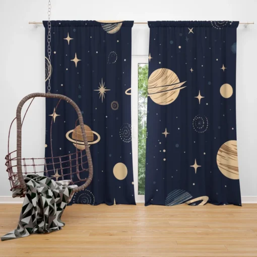 Dark Blue Galaxy Pattern Curtain