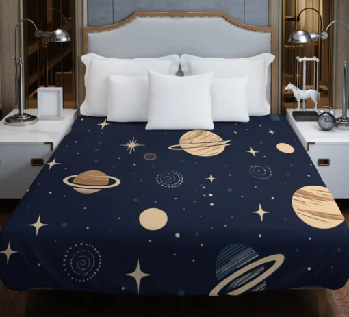 Dark Blue Galaxy Pattern Duvet Cover