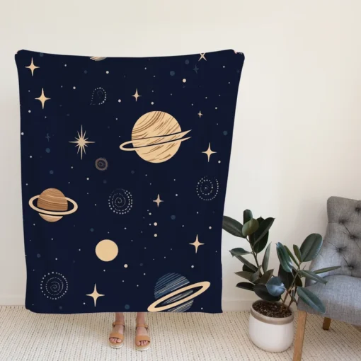 Dark Blue Galaxy Pattern Fleece Blanket