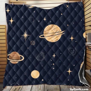 Dark Blue Galaxy Pattern Quilt Blanket