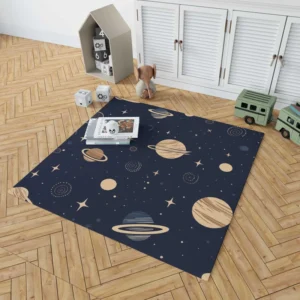 Dark Blue Galaxy Pattern Rug 1