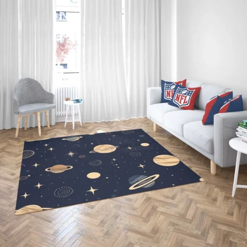 Dark Blue Galaxy Pattern Rug 2