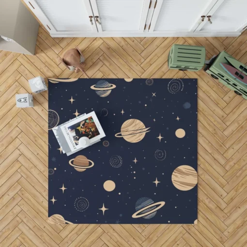 Dark Blue Galaxy Pattern Rug