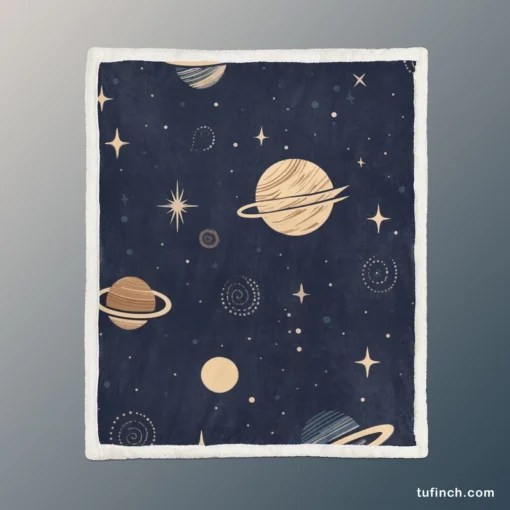 Dark Blue Galaxy Pattern Sherpa Fleece Blanket 1