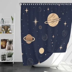 Dark Blue Galaxy Pattern Shower Curtain