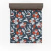 Dark Blue & Red Floral Alstroemeria Design Fitted Sheet