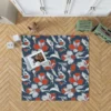 Dark Blue & Red Floral Alstroemeria Design Rug