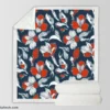 Dark Blue & Red Floral Alstroemeria Design Sherpa Fleece Blanket