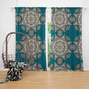 Dark Green Abstract Pattern Design on Background Curtain