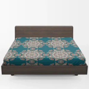 Dark Green Abstract Pattern Design on Background Fitted Sheet 1