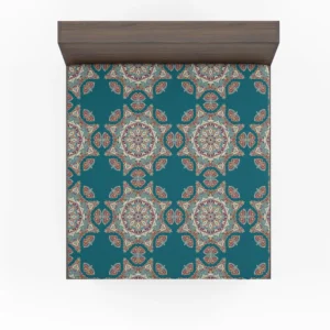 Dark Green Abstract Pattern Design on Background Fitted Sheet