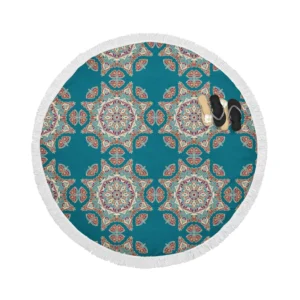 Dark Green Abstract Pattern Design on Background Round Beach Towel