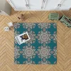 Dark Green Abstract Pattern Design on Background Rug