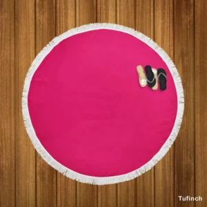 Dark Hot Pink Solid Color Round Beach Towel