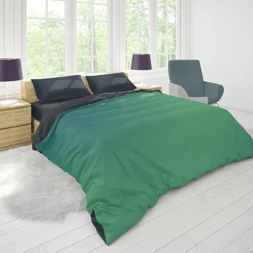 Dark Mint Green Gradient Duvet Cover 1