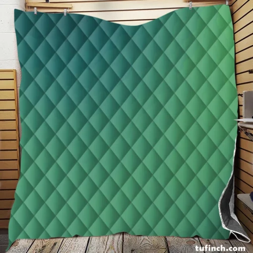 Dark Mint Green Gradient Quilt Blanket