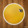 Dark Pastel Yellow Round Beach Towel