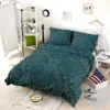 Dark Pine Green Damask Pattern Bedding Set