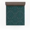 Dark Pine Green Damask Pattern Fitted Sheet