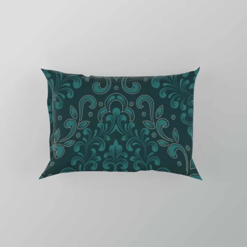 Dark Pine Green Damask Pattern Pillow Case