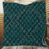 Dark Pine Green Damask Pattern Quilt Blanket