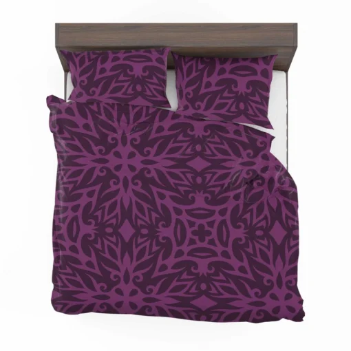 Dark Purple Light Purple Tribal Floral Bedding Set 2