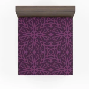 Dark Purple Light Purple Tribal Floral Fitted Sheet