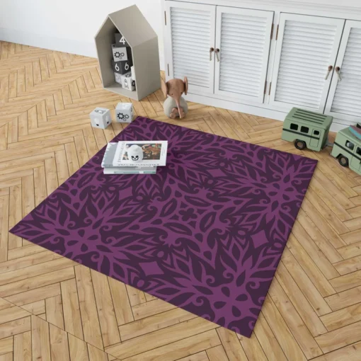 Dark Purple Light Purple Tribal Floral Rug 1