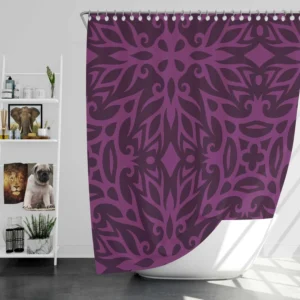 Dark Purple Light Purple Tribal Floral Shower Curtain